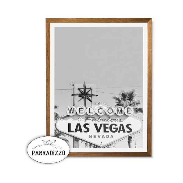 Black And White Las Vegas Sign Digital Print, Welcome To Fabulous Las Vegas Wall Art Instant Download, Textured Background Large Poster