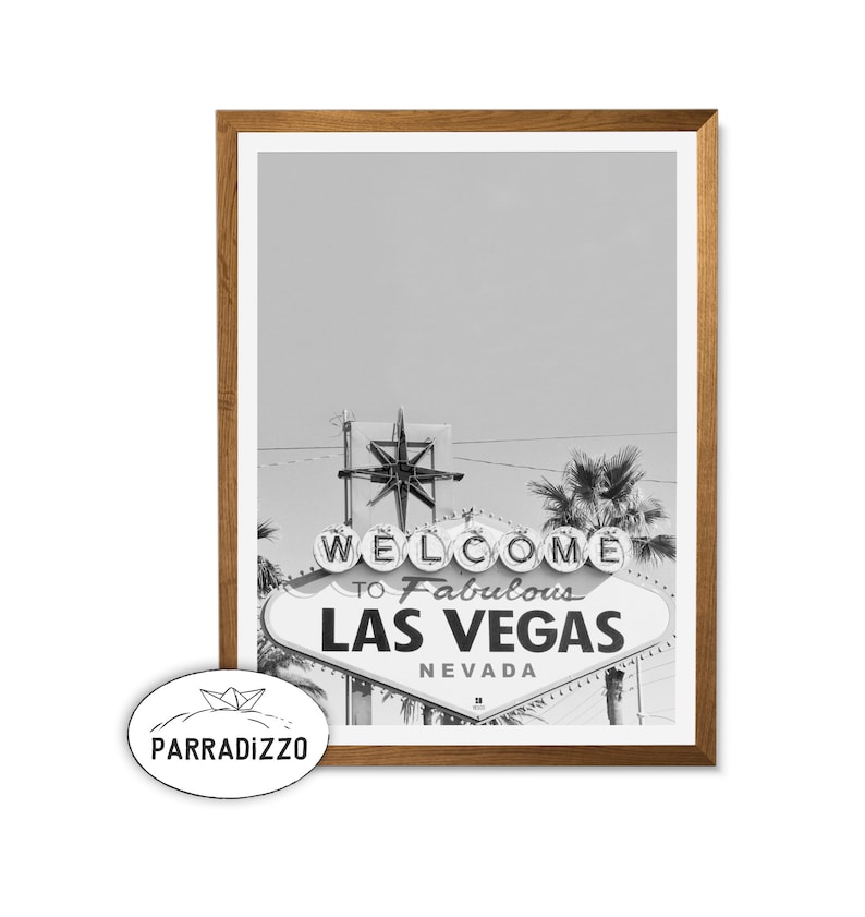 Black And White Las Vegas Sign Digital Print, Welcome To Fabulous Las Vegas Wall Art Instant Download, Textured Background Large Poster image 1