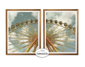 Ferris Wheel Photography Print Set, Vintage Amusement Park Wall Art, Digital Download