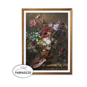 Flores vintage pintando arte de la pared, pintura al óleo de ramo antiguo cambiante, decoración de la pared del hogar, impresión digital, descarga instantánea