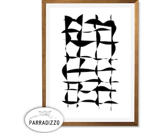 Minimalist Black and White Illustration: Scandinavian Wall Art (Digital Print)