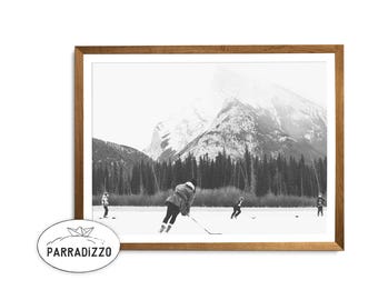 Ice Hockey Lake Photography, Winter Sports Wall Art, Digital Print Download