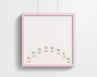 Ferris Wheel Photography Print: Pink Sky, Minimalist Nursery Art (Digital Download)