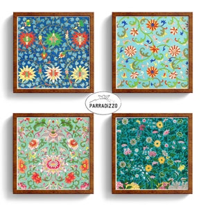 Owen Jones Set of 4 Square Digital Prints, Wall Art Download, Colourful Pattern Wall Decor