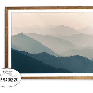 Impressão de montanha, download instantâneo, impressão digital, fotografia de montanha, download de arte de parede, montanha nebulosa, arte para impressão, paisagem de montanha