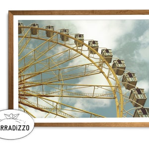 Vintage Ferris Wheel Print Instant Download, Retro Wall Art Photography, Amusement Park Printable Art, Modern Design, Girls Room Wall Decor