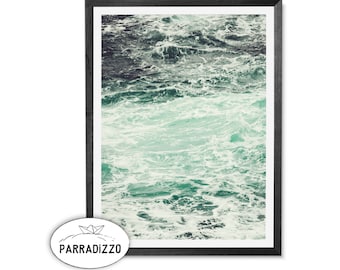 Stormy Ocean Waves Print: Blue Sea Photography, Maritime Wall Art (Digital Download)