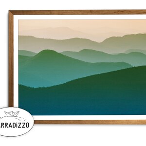 Mountain Photography Digital Print Wall Art Instant Download, Green Mountain Colourful Layers Landscape