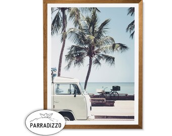Beach VW Van Palm Tree Art Print: Coastal Photography (Digital Download)