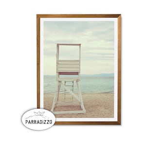 Lifeguard Beach Photography Digital Print, Ocean Coastal Wall Art Instant Download, Lifeguard Printable Framed Home Decor