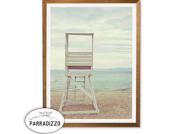 Lifeguard Tower Beach Photography Print: Coastal Home Decor (Digital Download)