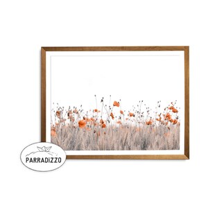 Poppy Flower Print, Poppy Print, Instant Download, Digital Print, Wall Art Download, Poppy Art Download, Poppy Flower Landscape, Poppy Art
