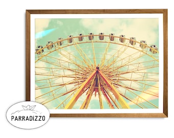 Vintage Ferris Wheel Photo Print: Pastel Nursery Wall Art (Digital Download)