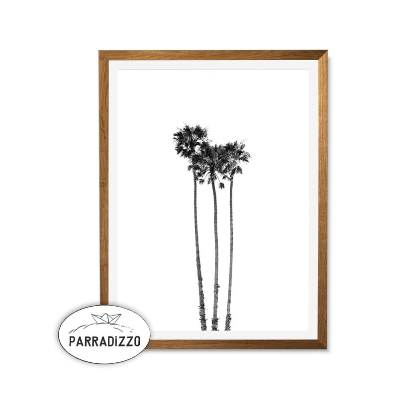 Black and White Palm Trees Wall Art Download Minimalist Etsy
