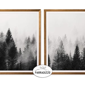 Forest Print, Set of 2 Prints, Forest Photography, Black And White, Mountains Print, Minimalist Print, Modern Wall Art, Printable Wall Art