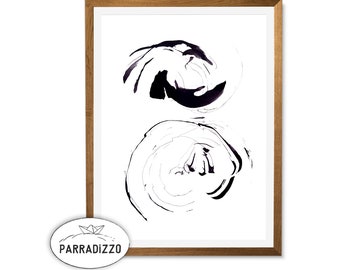 Black and White Abstract Circle Art Print (Digital Download)