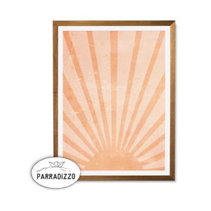 Mid Century Sun Print: Boho Sunrise Burst, Terracotta Orange (Digital Download)