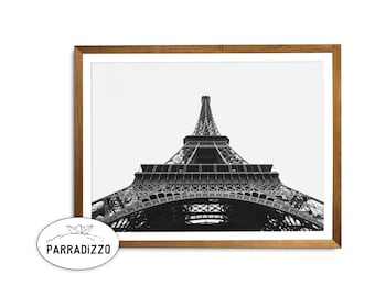 Black and White Eiffel Tower Print: Paris Travel Photography (Digital Download)
