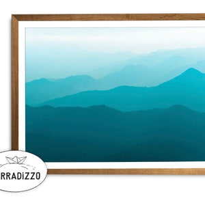 Blue Mountain Digital Print Wall Art Instant Download, Mountain Photography Landscape Modern Minimalist Wall Art