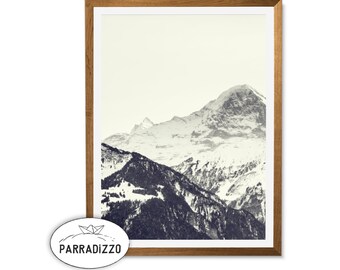 Snowy Mountain Photography Print: Winter Landscape Wall Art (Digital Download)