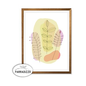 Arte impreso escandinavo con flores, descarga de arte mural minimalista, decoración de pared para vivero con plantas botánicas