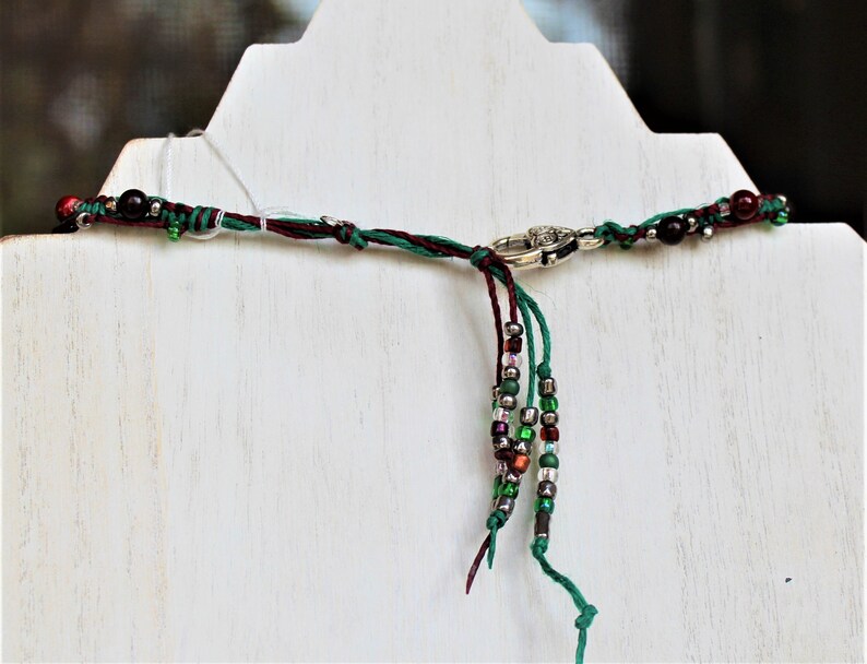 One of a kind Quartzite Women/'s Brecciated Jasper Hers Beaded Choker Braided Choker Semiprecious Gift Wine /& Evergreen Unique