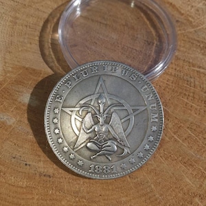 Baphomet and the Pentagram Gothic One Dollar Coin Talisman