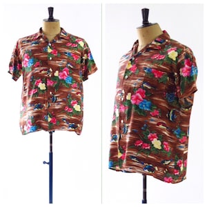 RARE 1940-50s Luau Sportswear Hawaiian Shirt Made In Japan