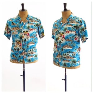 RARE Original Vintage 1950s Aloha Shirts Rayon Hawaiian Summer Shirt - M