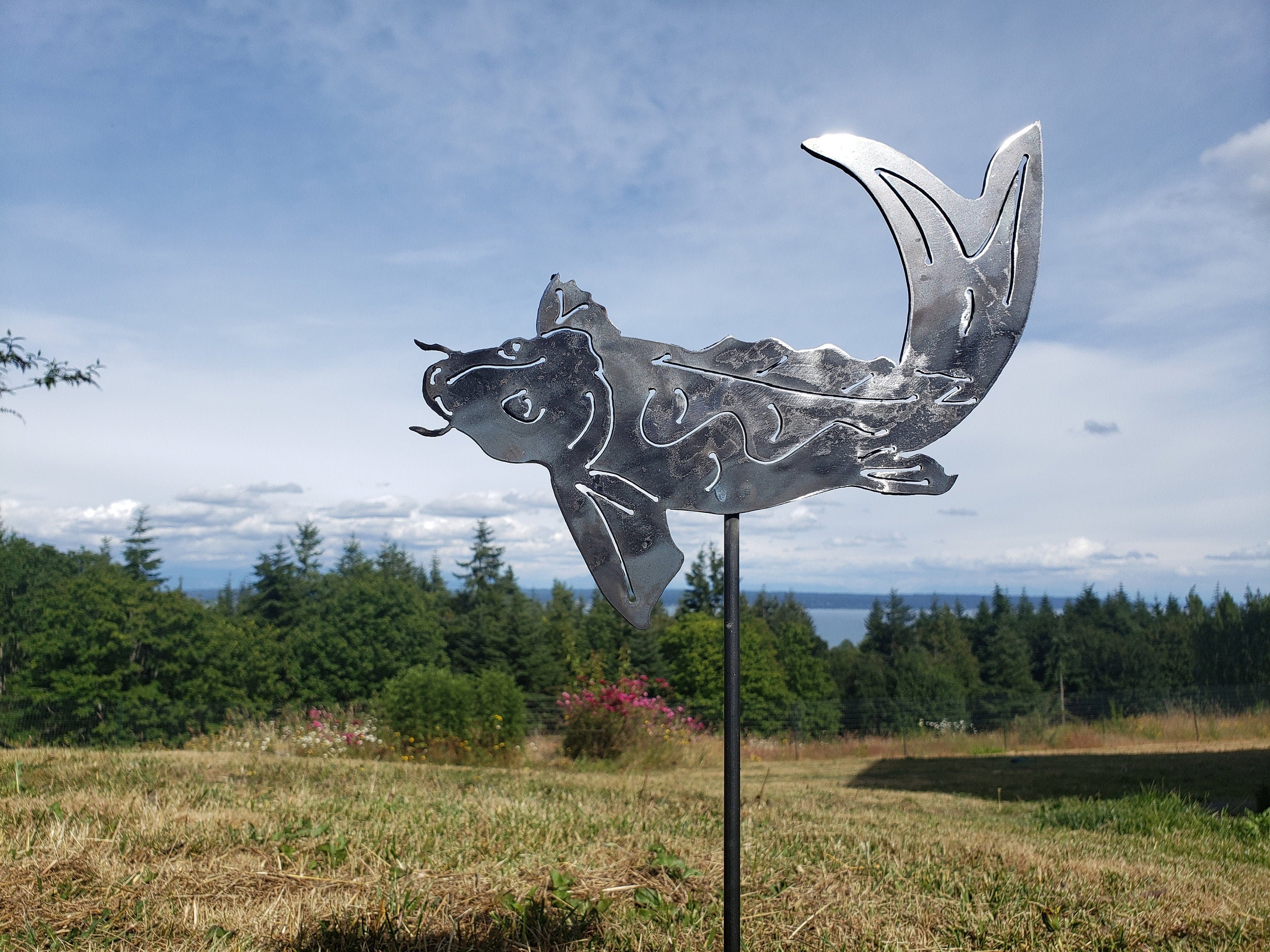 Koi Fish Garden Art Metal Garden Stake Mothers Day Gift Etsy