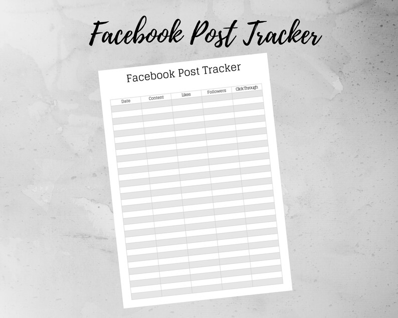 Printable Facebook Post Planner Facebook Post Tracker Social Etsy