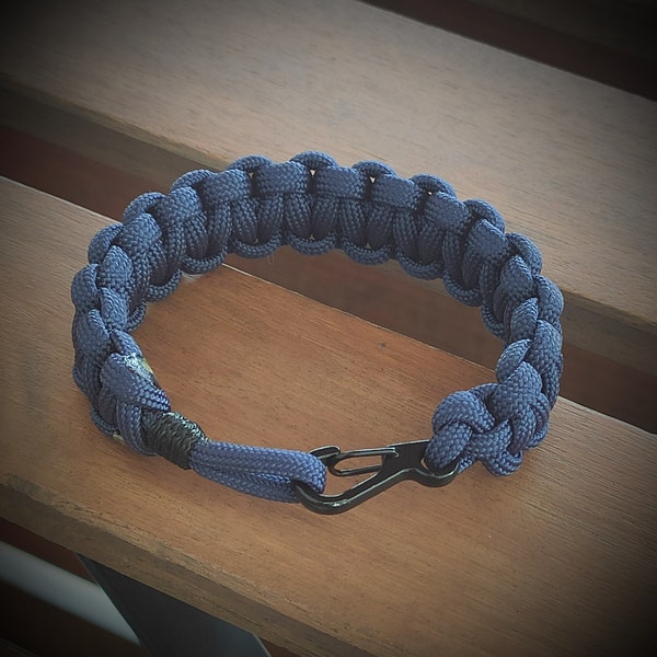 Pulsera paracord "Cobra" con cierre mosquetón negro 25mm