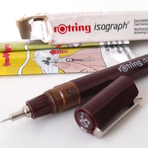 Vintage Rotring Isograph Pen 0.50 in Original Box With Instruction