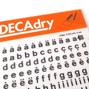 Vintage Set of Two Instant Rub on Letter Transfers from Decadry. Vintage Letters Stencil. Vintage Graphic Design.