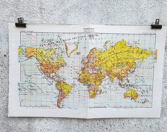 Planisferio antiguo y mapa de Europa, edición portuguesa de 1958