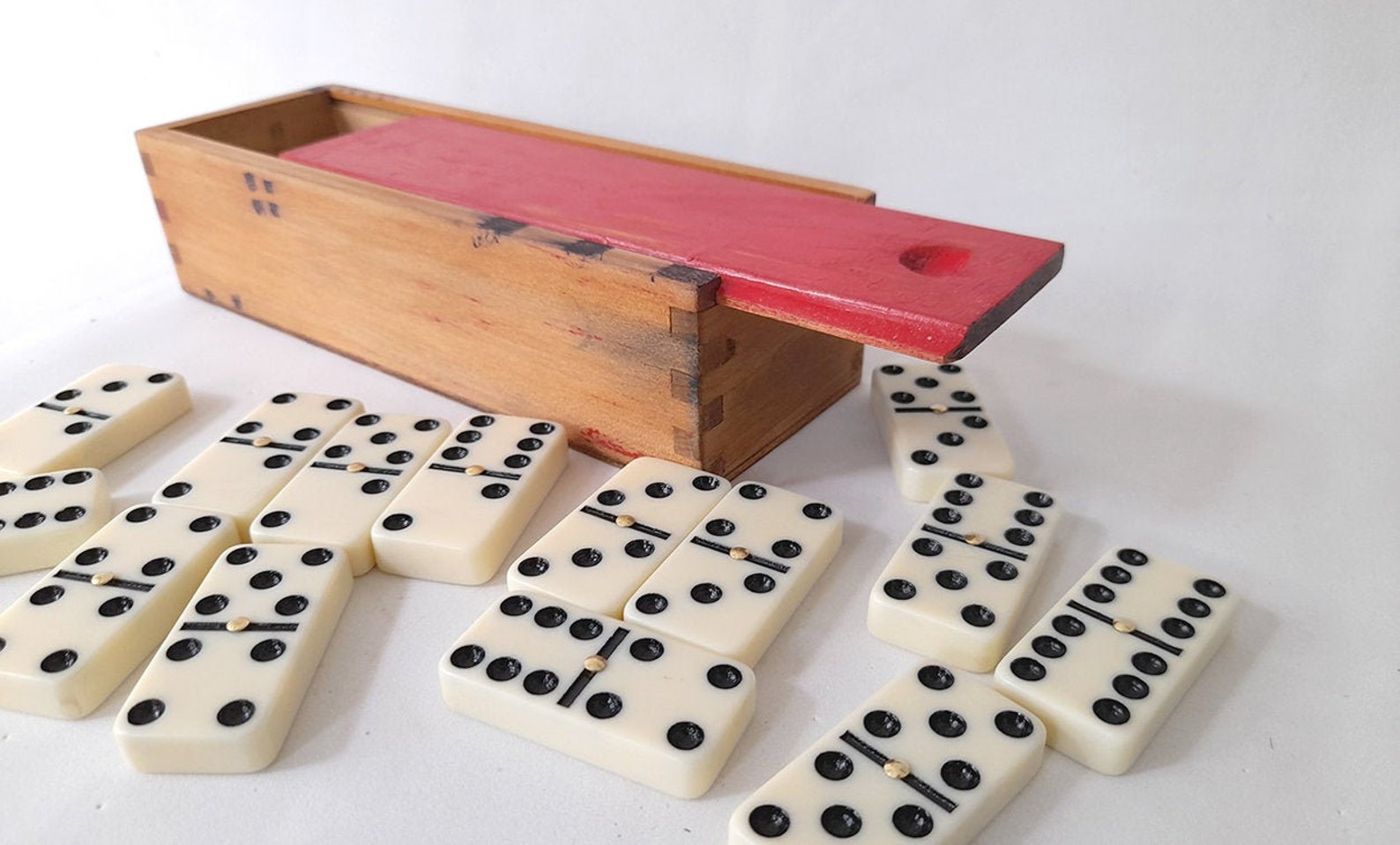 Vintage Set Wooden Domino Game Box Complete with 28 Pieces. Etsy