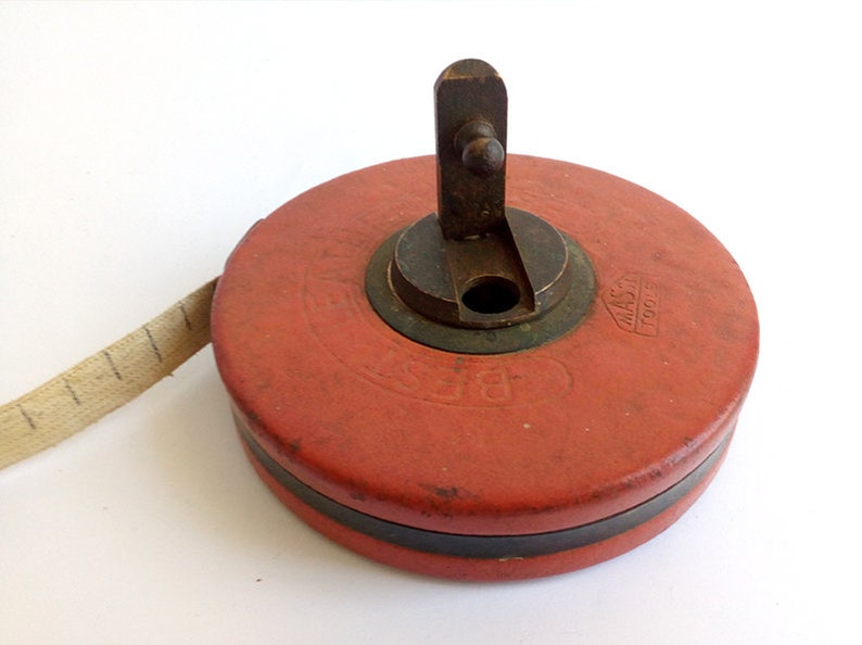 Collectible Tool. Vintage Measuring Tool Vintage Round Red Tape Measure