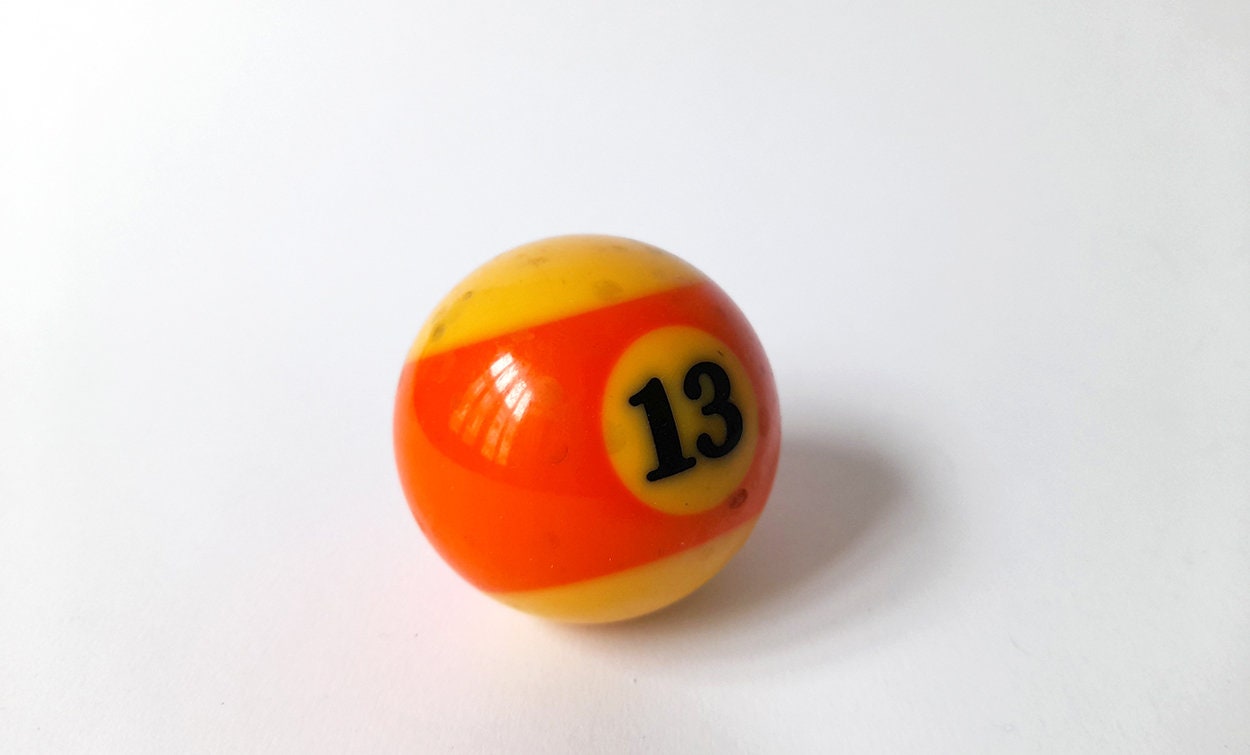Antique Billiard Ball Orange Number 13 Standard Pool Ball -  in 2023
