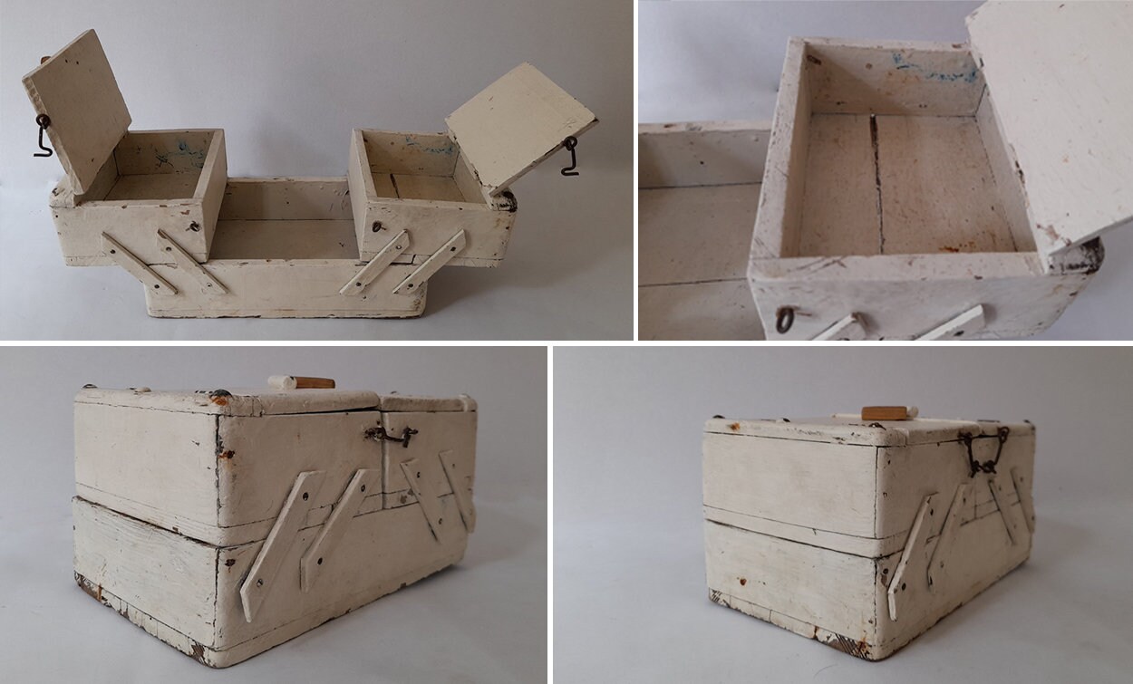 Vintage Weiße Klappbox aus Holz. Antike weiße Holzkiste. | Etsy