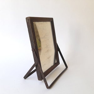 Antique Adjustable Mirror in Wooden Frame for Table or Wall. Very Old Decorative Framed Table Mirror.