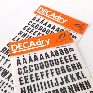 Vintage Set of Two Instant Rub on Letter Transfers from Decadry. Vintage Letters Stencil. Vintage Graphic Design.