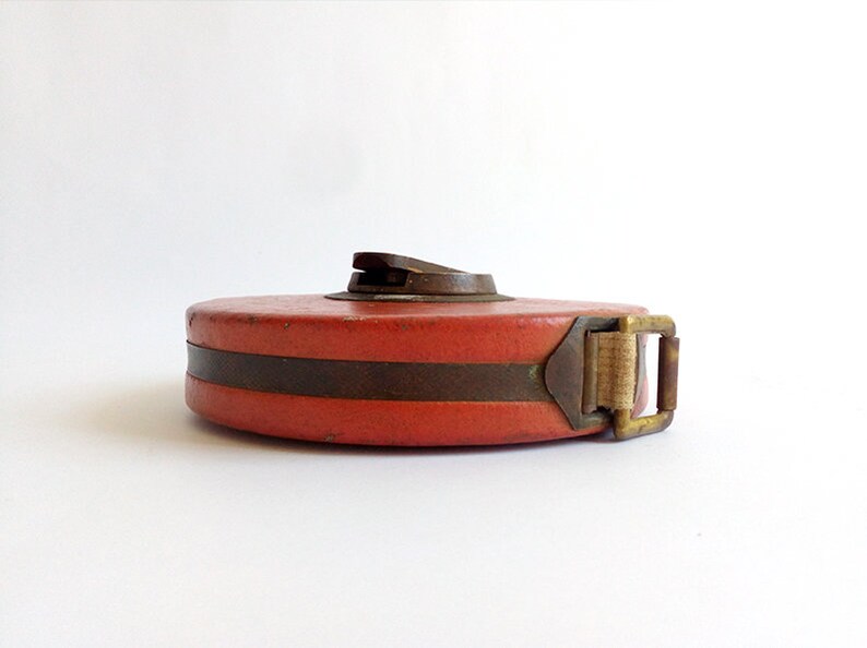 Collectible Tool. Vintage Measuring Tool Vintage Round Red Tape Measure