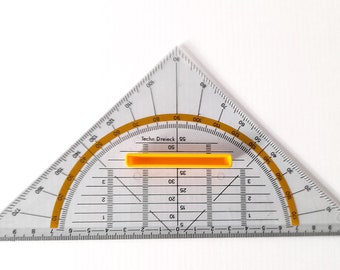Vintage School Geometry Square, Plexiglas-Winkelmesser, Präzise Skala