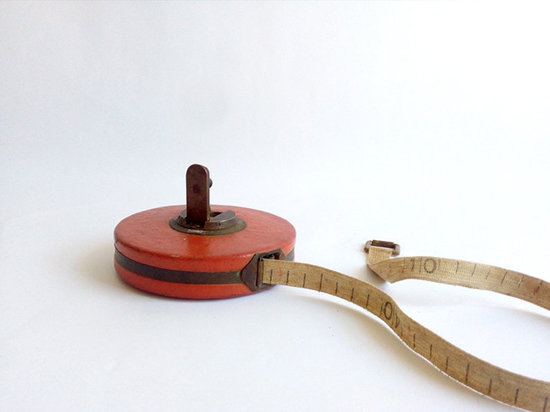 Collectible Tool. Vintage Measuring Tool Vintage Round Red Tape Measure
