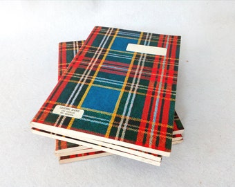 Vintage Portuguese School Notebook with Checkered Cover and Flat Leaves. Vintage Portuguese School Notebook of the 80&#39;s.