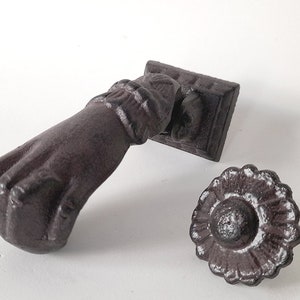 Retro Vintage Complete Iron Door Hand Beater. Vintage Metal Door Knocker. Vintage Iron Door Handle. Collectible Knocker.