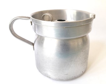 Old Portuguese Aluminum Milk kettle. Vintage Aluminium Milk Container. Vintage Rustic Decoration.