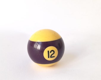 Vintage Billiard Ball. Billiard Ball Number 12. Billiard Ball With Purple Strip. 12 Purple and White Pool Stripe.