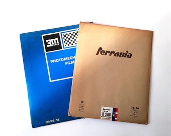 Vintage Set of Two Ferrania Photo Paper Envelopes. Vintage Ferrania Photo Paper. Vintage Collectible Photo Paper Box.