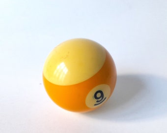 Vintage Billiard Ball. Billiard Ball Number 9. Billiard Ball With Yellow Strip. Vintage 9 Yellow Pool Stripe.